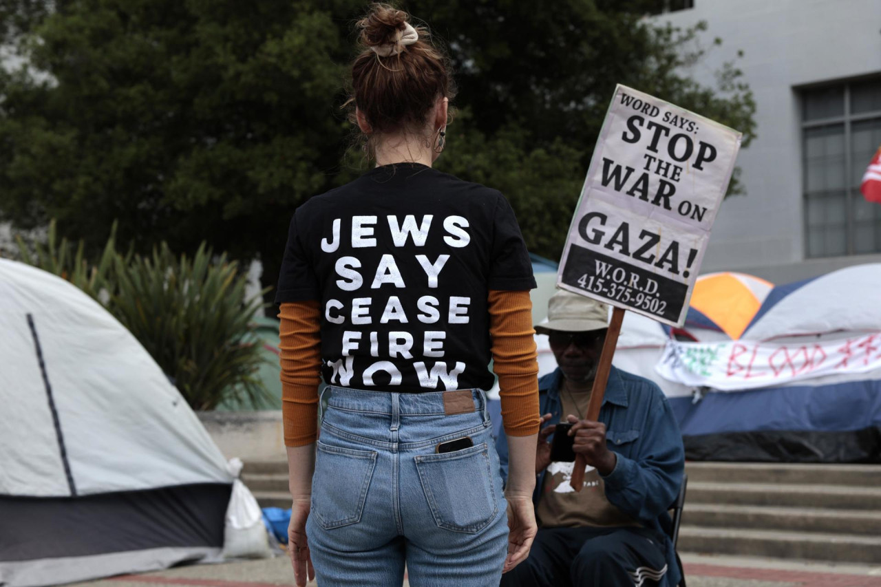 Protestas en universidad de Estados Unidos contra el genocidio en Gaza. Foto: EFE.