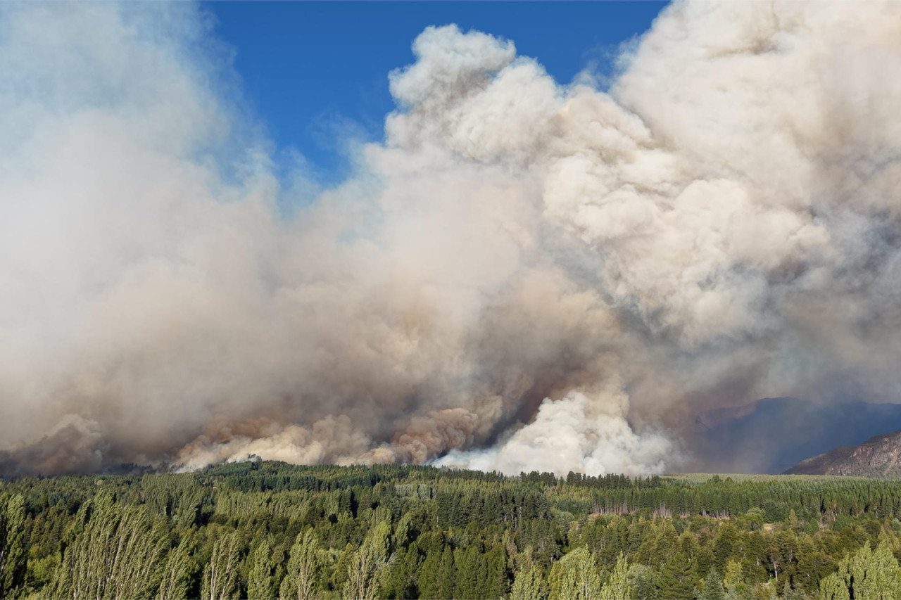 Incendios forestales en El Bolsón, Río Negro. Foto: EFE.