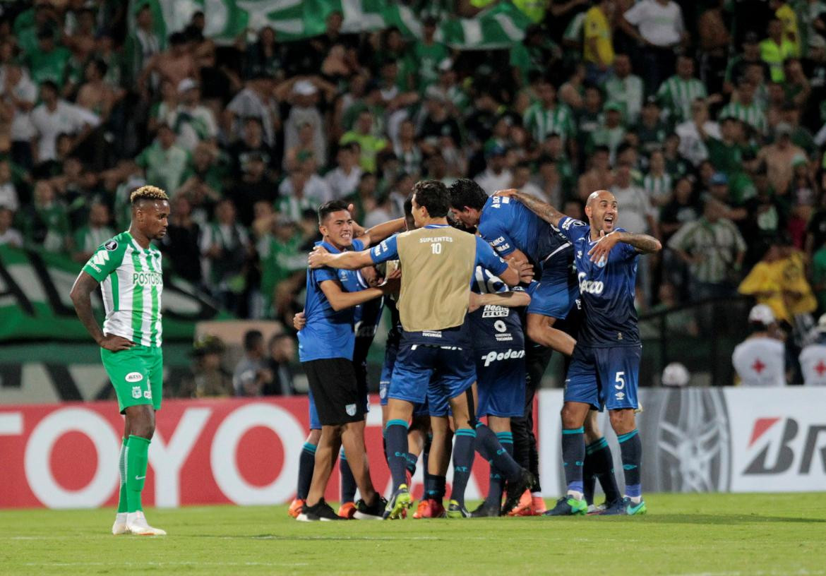 Festejo de Atlético Tucumán ante Atlético Nacional en Copa Libertadores (Reuters)