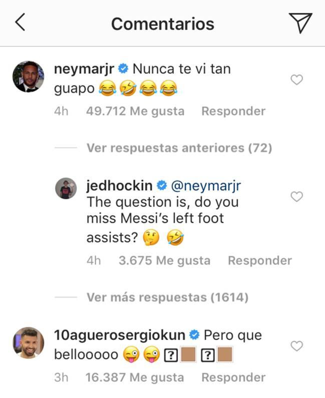 Neymar y Aguero sobre Messi en Instagram