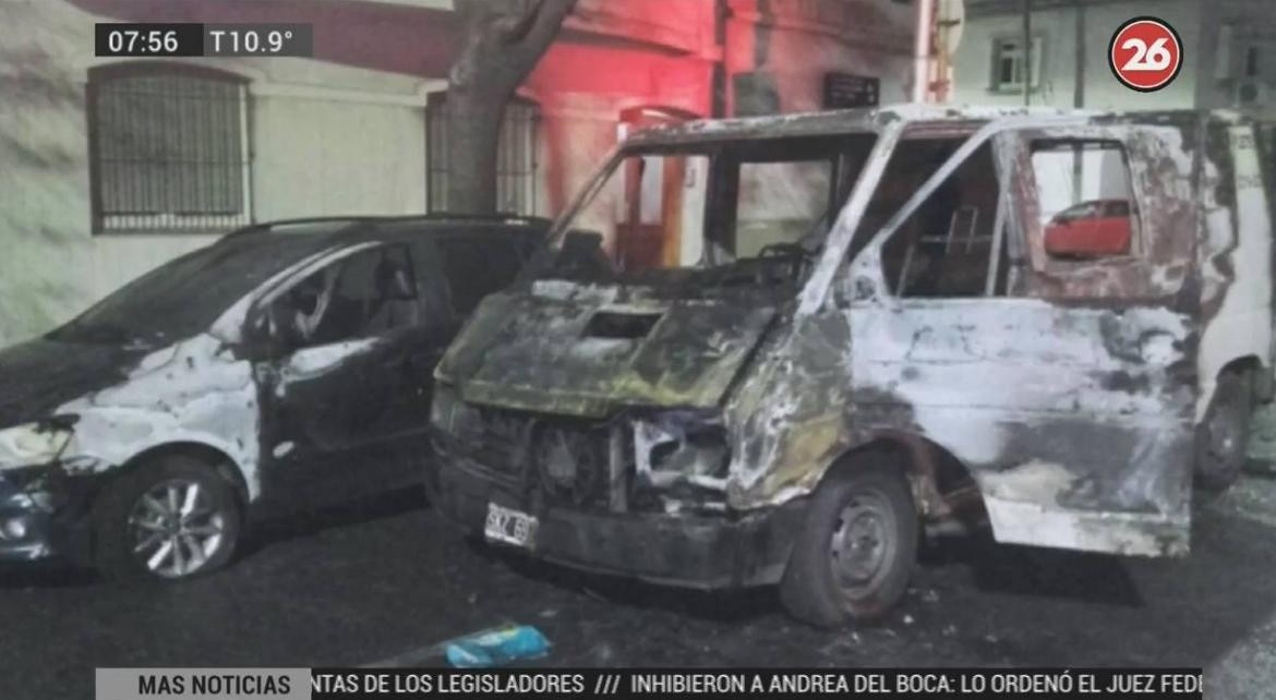 Incendio del auto de Axel Kicillof (Canal 26)