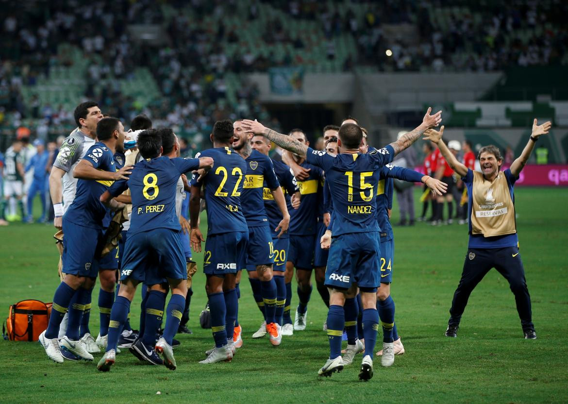 Festejo de Boca tras el empate ante Palmeiras por Copa Libertadores (Reuters)