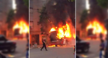 Colectivo se incendia en Caballito