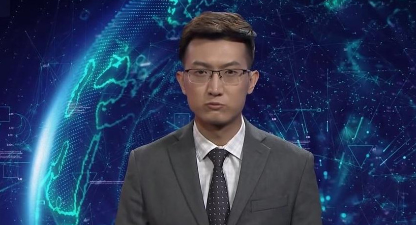 Periodista virtual en China que presenta noticias