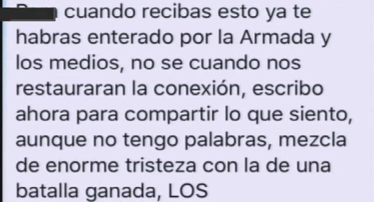 Mensaje de familiar de tripulante del ARA San Juan para Alan Ferraro