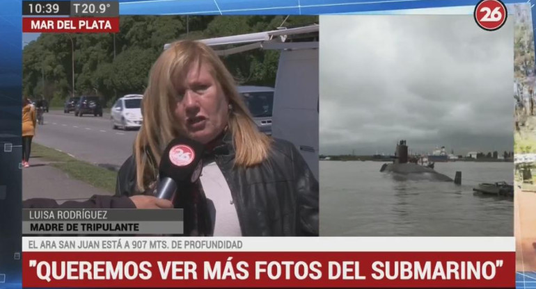 Madre de tripulante del ARA San Juan, Canal 26