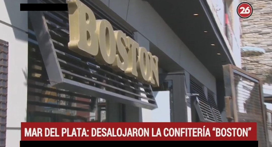 Desalojo confitería Boston - desalojo informe Canal 26