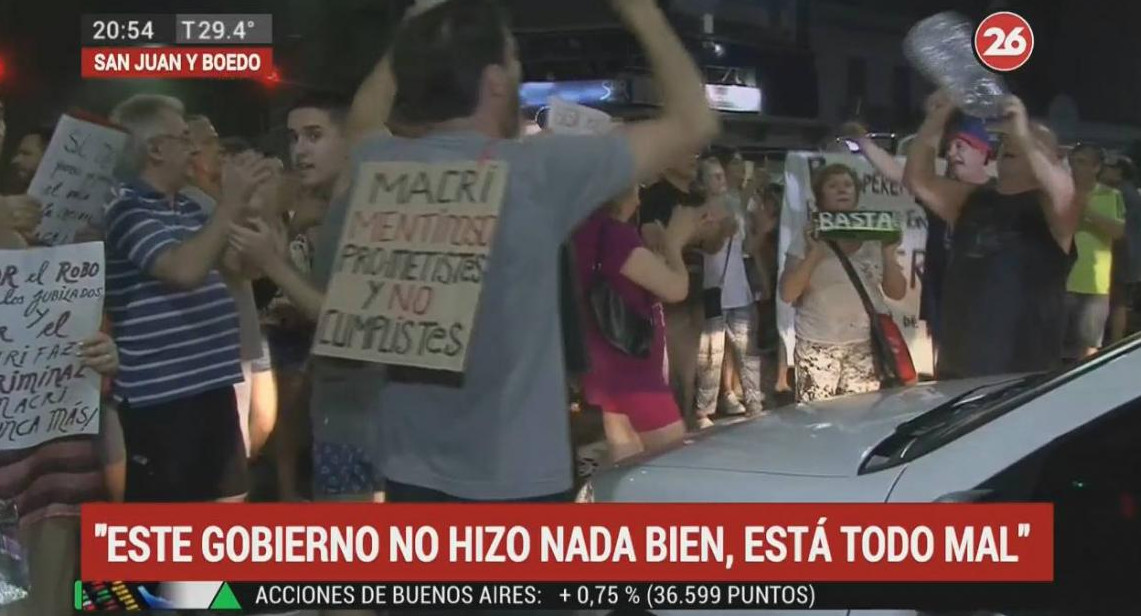 Ruidazo contra los tarifazos, Acoyte y Rivadavia, Canal 26