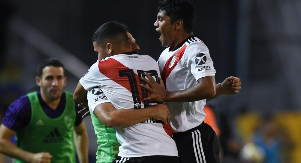 Festejo de Juan Fernando Quintero en gol de River vs. Rosario Central