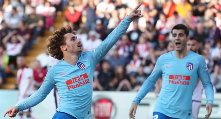 Festejo de Atlético Madrid ante Rayo Vallecano - Griezmann y Morata (Reuters)