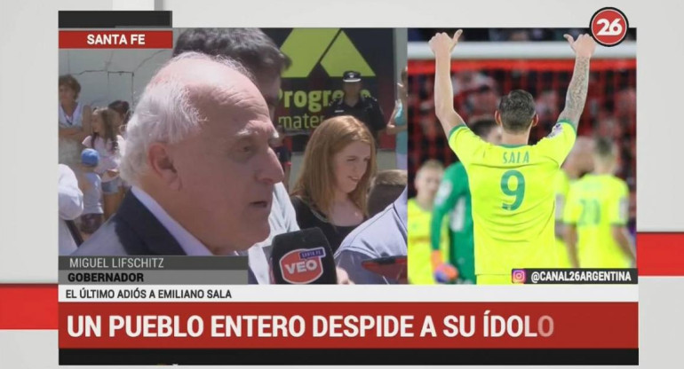 Último adiós a Emiliano Sala - Miguel Lifschitz, gobernador de Santa Fe (Canal 26)