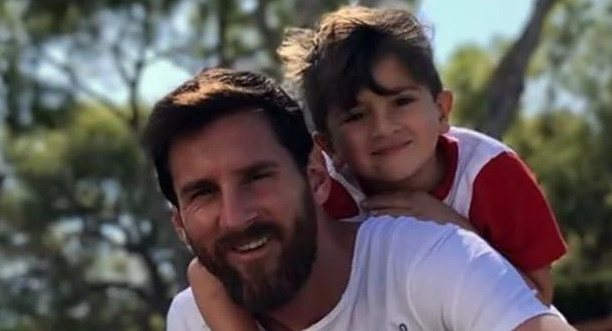 Lionel Messi y Thiago Messi 