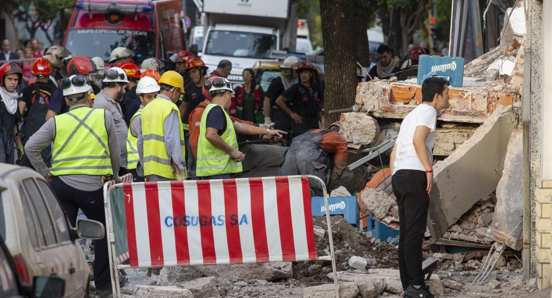 San Cristóbal, derrumbe en supermercado chino, se cayó una medianera, NA