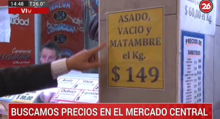 Medidas económicas, precios en Mercado Central, Canal 26	