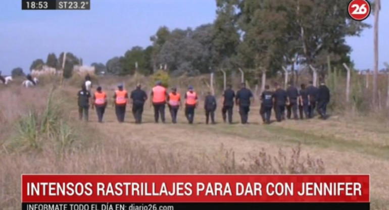 Rastrillajes para encontrar a Jennifer Ibarra, mujer desaparecida, policiales, Canal 26