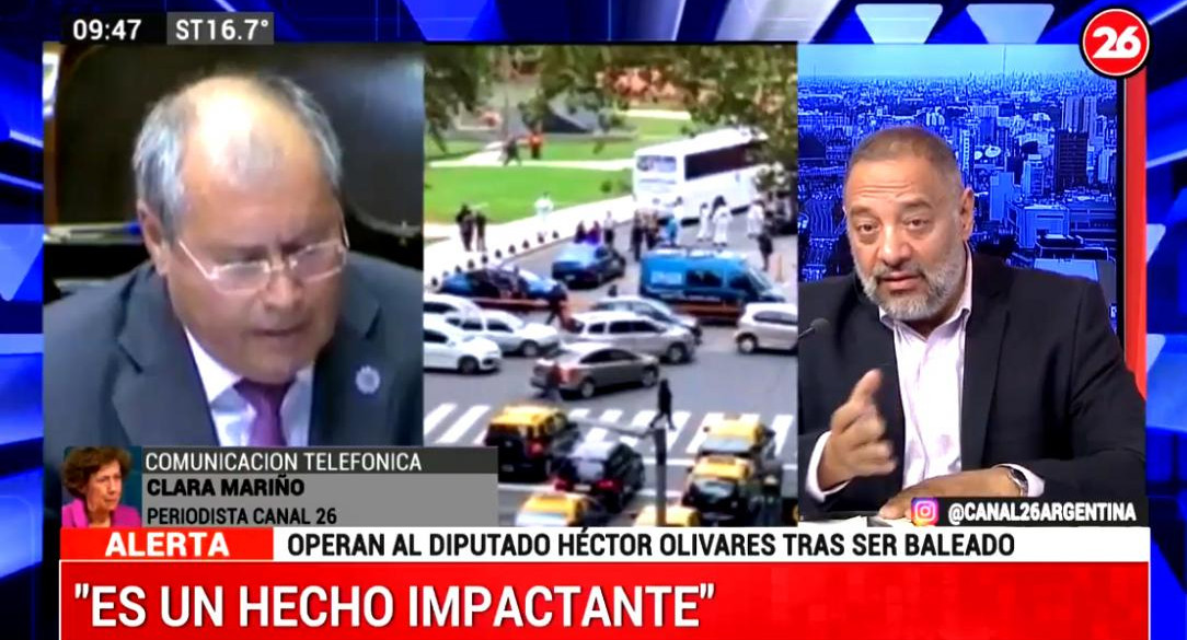 Ataque a diputado Héctor Olivares, Clara Mariño, Canal 26