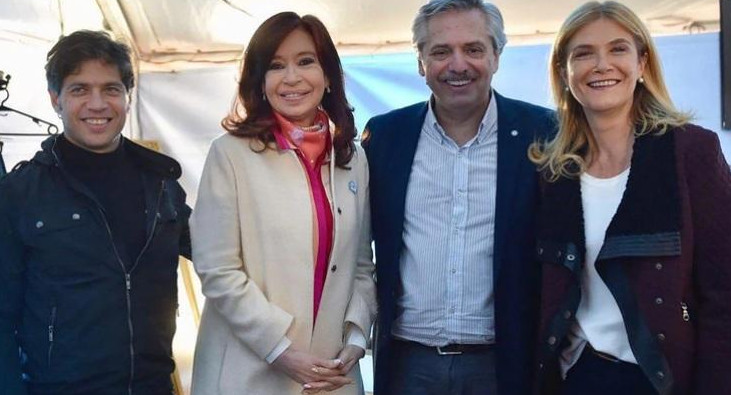 Axel Kicillof. Cristina Kirchner, Alberto Fernández y Verónica Magario 