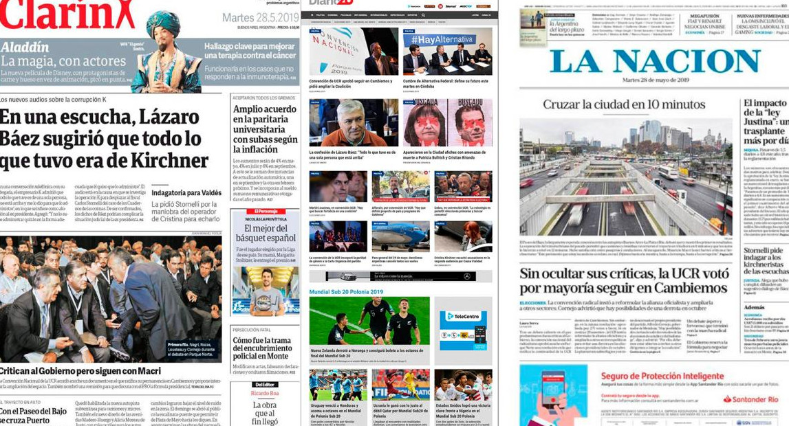 Tapas de diarios - Portadas de martes 28-05-19