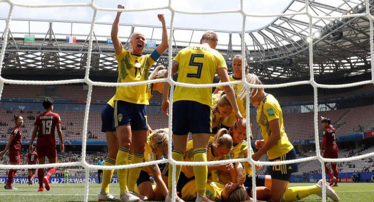 Mundial Femenino 2019: Festejo de Suecia ante Tailandia (Reuters)