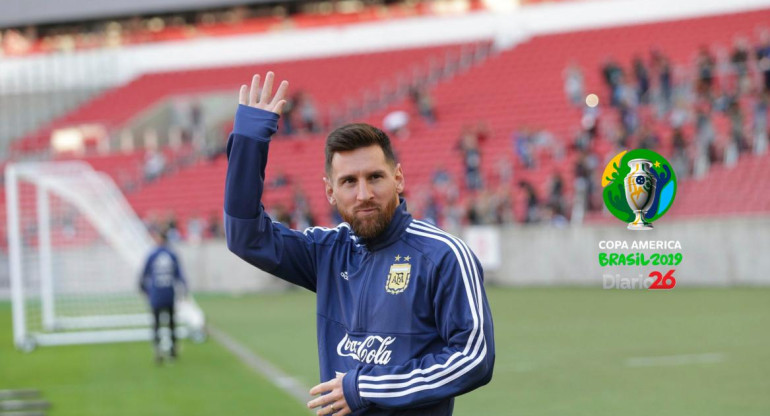 Lionel Messi en el entrenamiento de la Selección Argentina (Agencia NA)