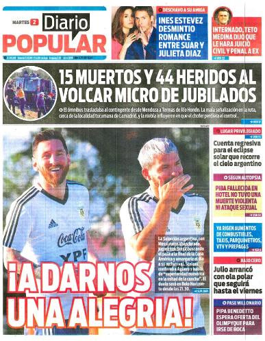 Tapas de diarios - Diario Popular Martes 2-07-19