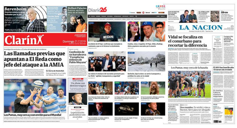 Portadas de diarios 21-7-19