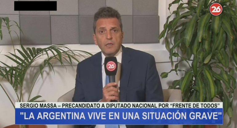 Sergio Massa, móvil con CANAL 26