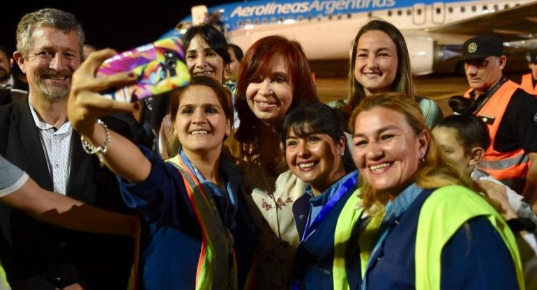 Cristina Kirchner en su llegada a Misiones, Elecciones 2019