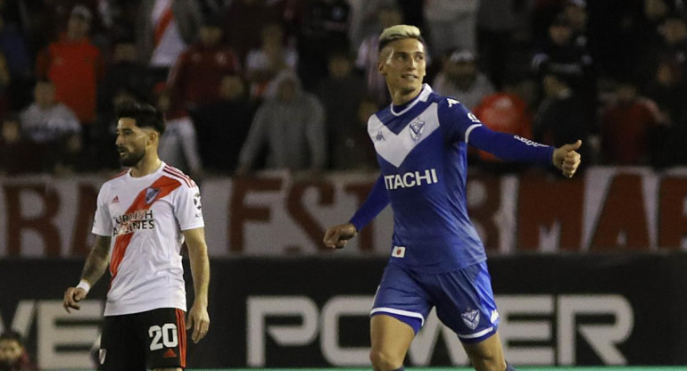 Superliga, Festejo de Nico Dominguez para Vélez ante River, AGENCIA NA