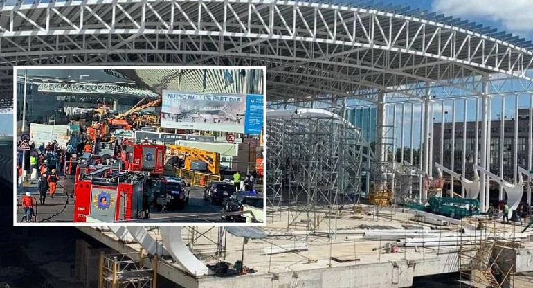 Derrumbe y tragedia en obra en construcción en aeropuerto de Ezeiza: un muerto y 7 heridos	