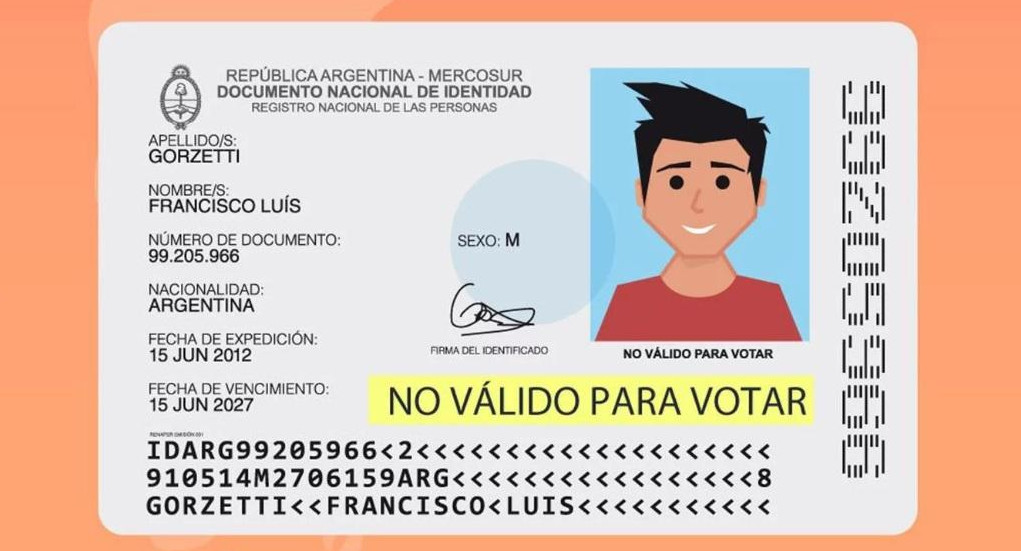 DNI con la leyenda No valido para votar