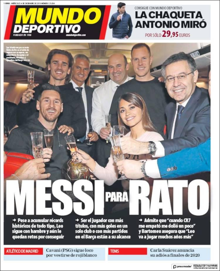 Tapas de diarios, Mundo Deportivo de España, miércoles 04-12-19