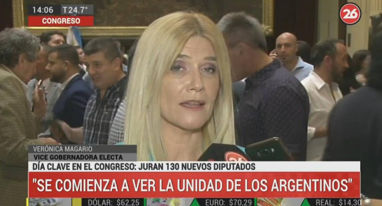 Verónica Magario, vice gobernadora electa, jura de los 130 diputados, Canal 26