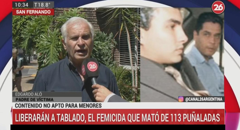 Papá de Carolina, víctima de Tablado, móvil con CANAL 26