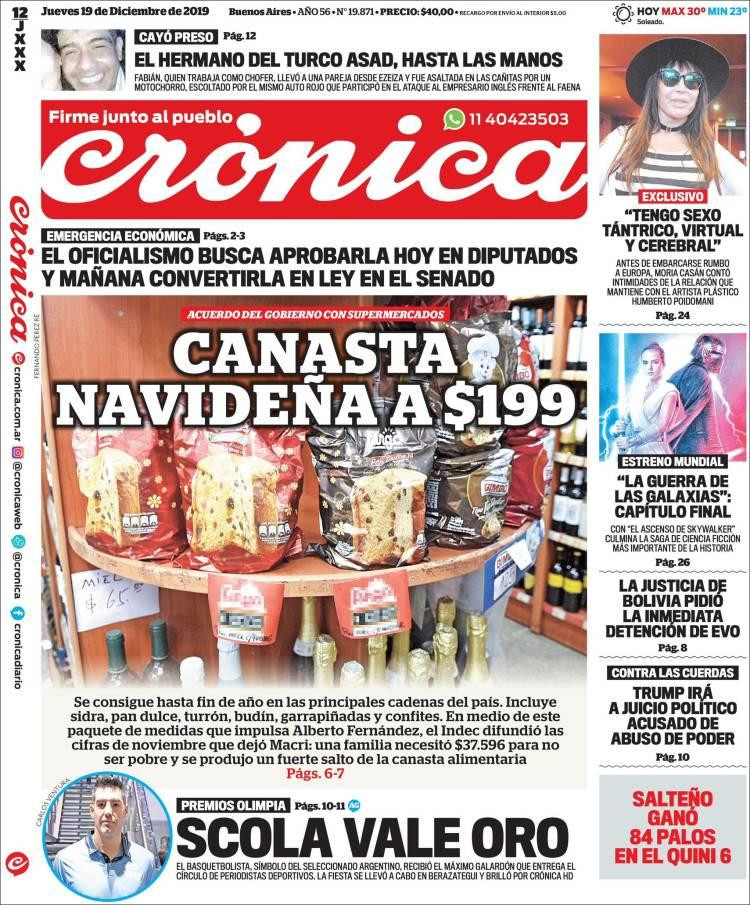 Tapa de Crónica, 19 de diciembre de 2019