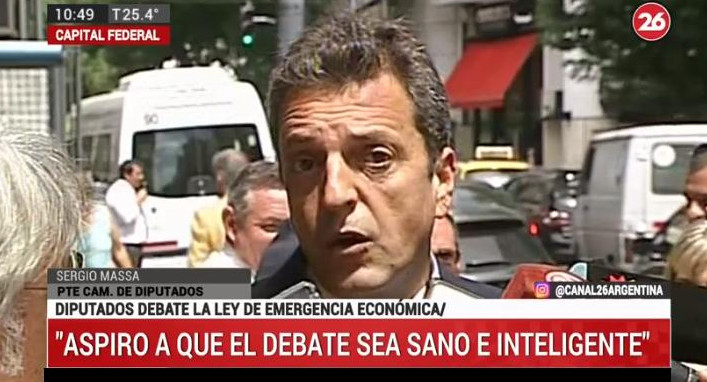 Sergio Massa, emergencia económica, Canal 26