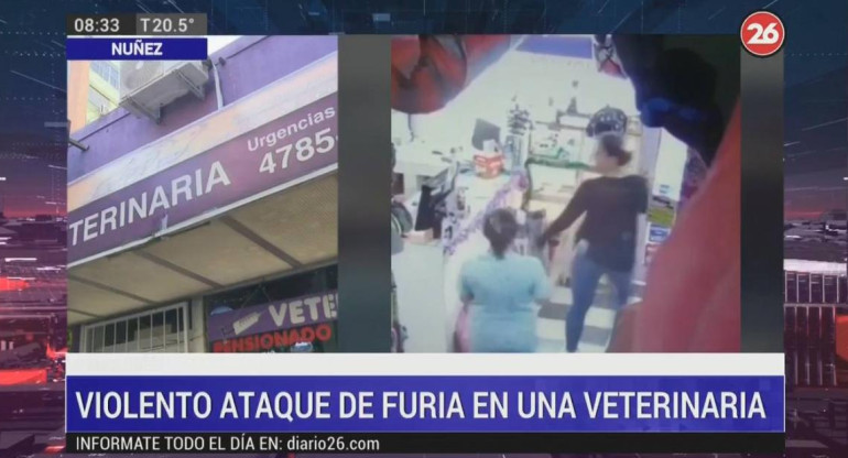 Ataque de furia en una veterinaria de Nuñez, CANAL 26