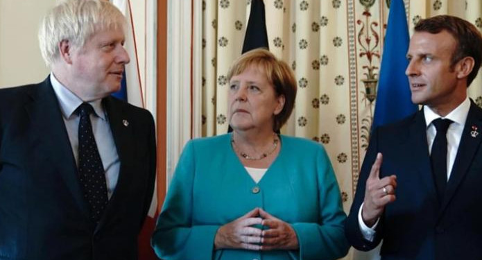 Boris Johnson, Angela Merkel y Emmanuel Macron