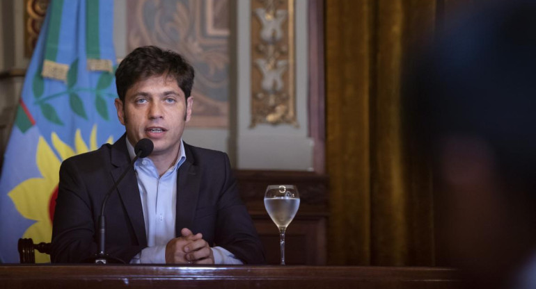 Axel Kicillof, conferencia de prensa en Casa de Gobierno Bonaerense, NA