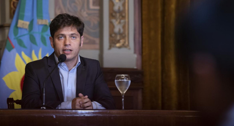 Axel Kicillof, conferencia de prensa en Casa de Gobierno Bonaerense, NA