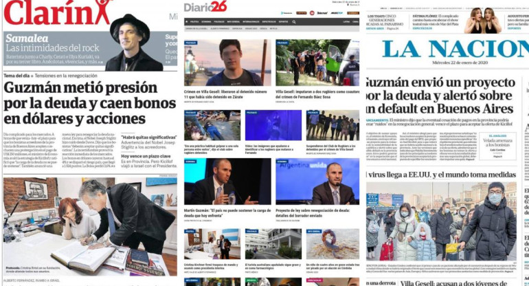 Tapas de diarios, miércoles 22 de enero de 2020