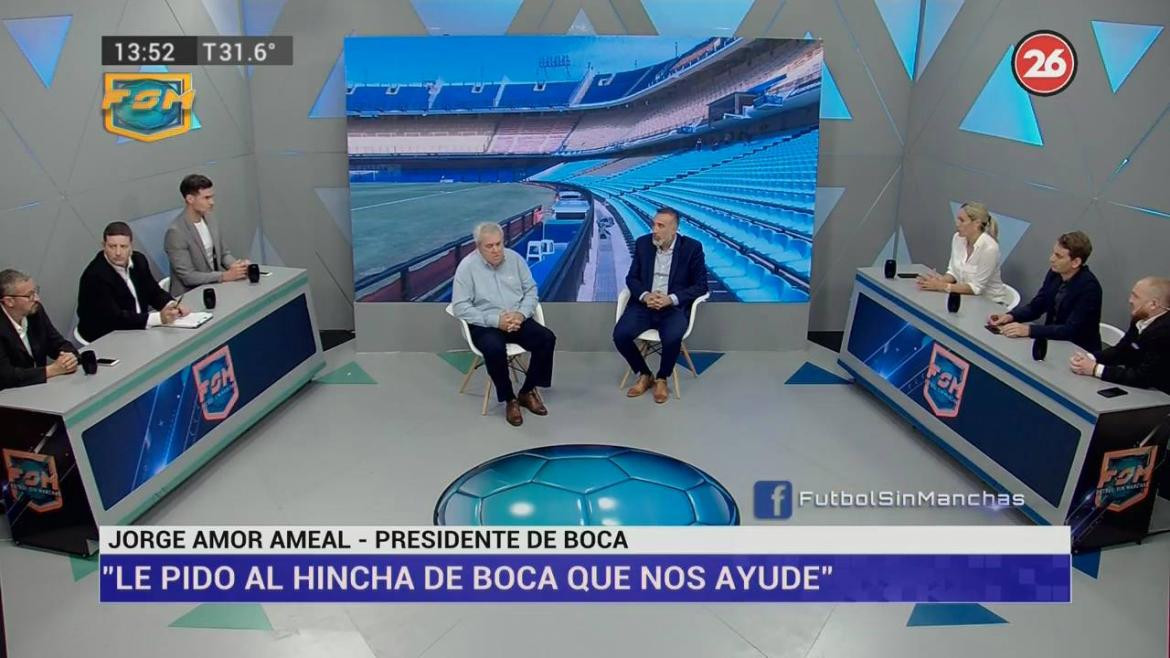 Jorge Amor Ameal en Fútbol Sin Manchas, Canal 26