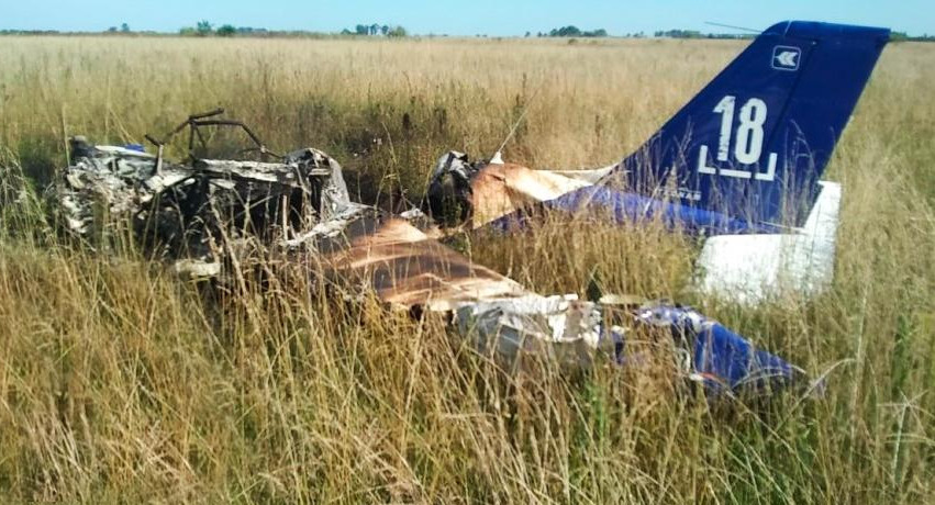 Avioneta accidentada en Cañuelas (Foto: Cañuelas al día)