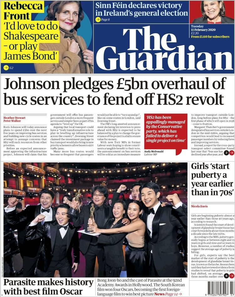 Tapas de Diarios, martes Guardian 11 de febrero de 2020