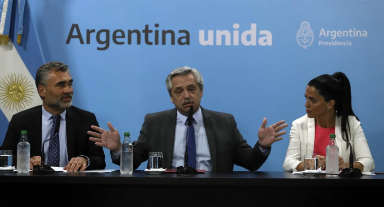 Alberto Fernández en conferencia de prensa en Casa Rosada, NA