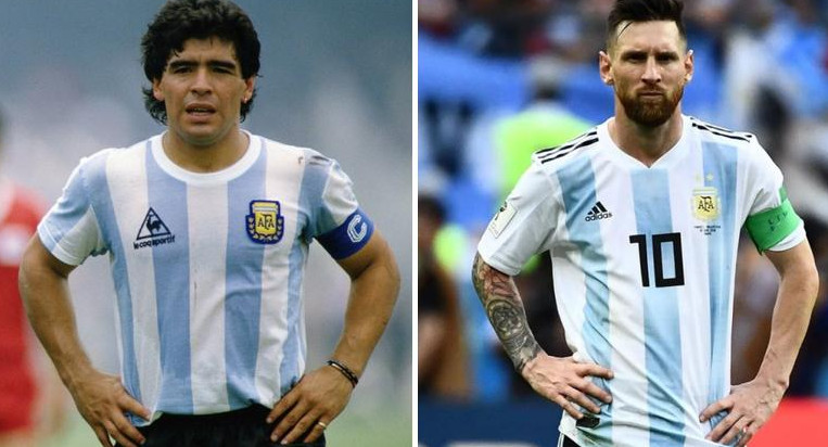 Maradona y Messi, fútbol