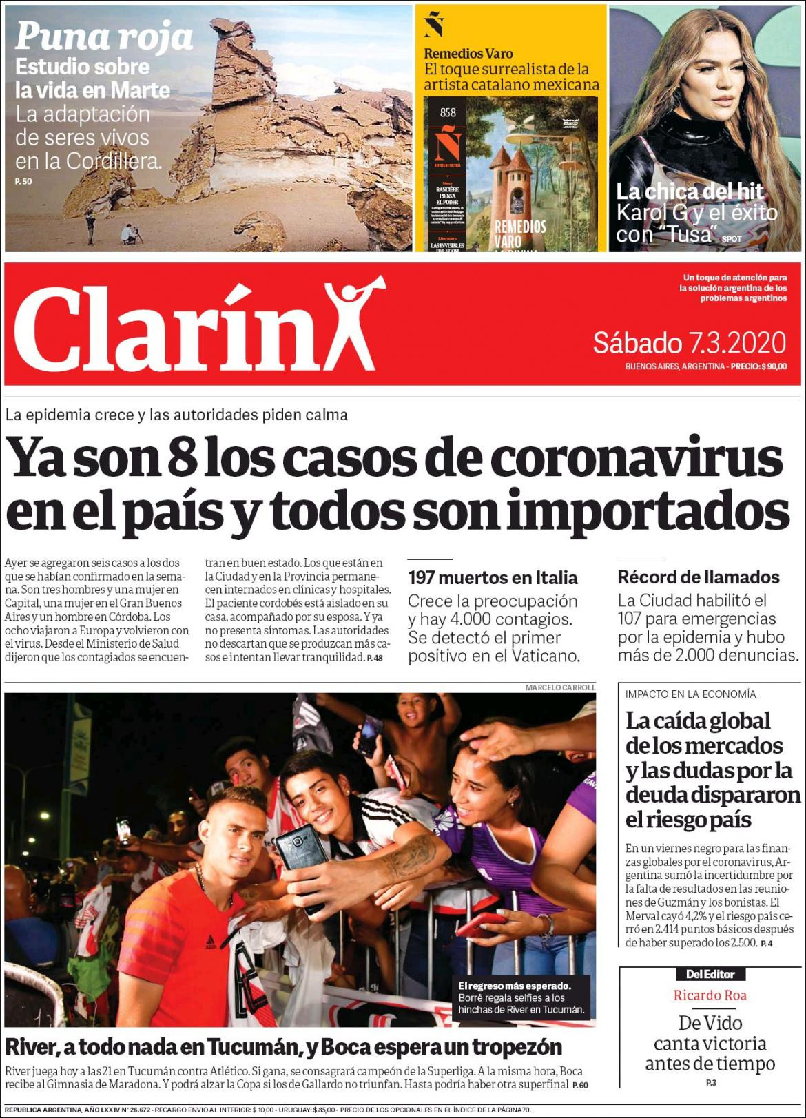 Tapas de diarios, 07-02-20, CLARIN