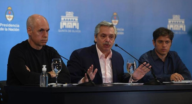 Alberto Fernández, Larreta y Kicillof