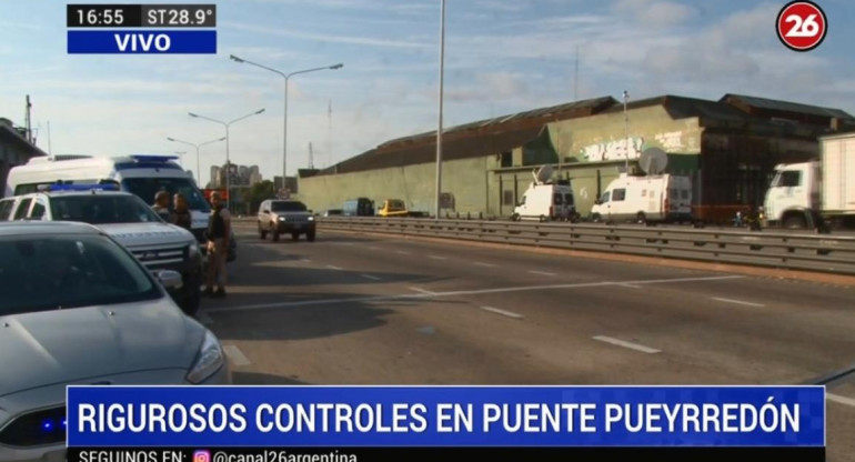 Rigurosos controles en el Puente Pueyrredón por la cuarentena, CANAL 26