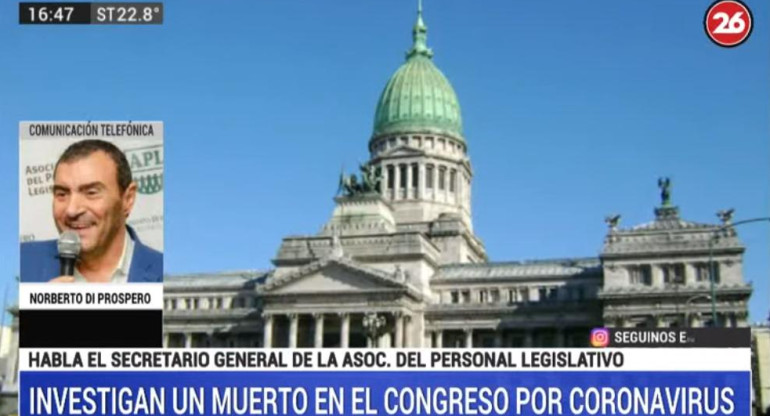 Coronavirus en Argentina, muerte en el Congreso